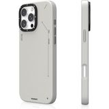 iPhone 16 Pro Max Kılıf Magsafe Özellikli Basit Mat Deri Desenli Youngkit Tech Fashion Serisi Gri