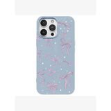 iPhone 16 Pro Max Mavi Ribbon Stars Kamera Korumalı Premium Renkli Silikon Kılıf