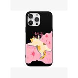 iPhone 16 Pro Siyah Cat Sleeping Kamera Korumalı Premium Lansman Renkli Silikon Kılıfı