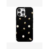 iPhone 16 Pro Siyah Lansman Renkli Silikon Bees and Flowers Tasarımlı Kılıf