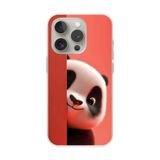 iPhone 16 Pro Uyumlu Şeffaf Kılıf 4 Peluş Panda Tasarımlı