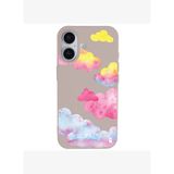 iPhone 16 Pudra Lansman Renkli Silikon Colorful Bulut Tasarımlı Kılıf