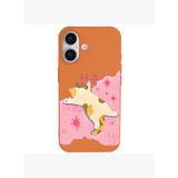 iPhone 16 Turuncu Cat Sleeping Kamera Korumalı Premium Lansman Renkli Silikon Kılıfı