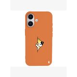 iPhone 16 Turuncu Lansman Renkli Silikon Cat Lover Kedi Tasarımlı Kılıf