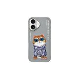 iPhone 16 Uyumlu | 3D Gerçek Nakış İşleme Kabartmalı Gözlük ve Zincir Detaylı Köpek Desenli Kılıf