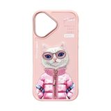iPhone 16 Uyumlu 3D Gözlük Fermuar Beauty Kedi Detaylı Nakış İşlemeli Kabartmalı Cool Cute Kılıf