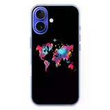 İphone 16 Uyumlu Dünya Renkli Haritası Baskılı Silikon Kılıf
