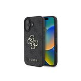 İphone 16 Uyumlu Kılıf Guess Lisanslı Pu Deri 4g Desenli Metal Büyük 4g Ve Yazı Logolu Siyah