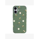 iPhone 16 Yeşil Lansman Renkli Silikon Bees and Flowers Tasarımlı Kılıf