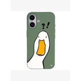 iPhone 16 Yeşil What Duck Ördek Tasarımlı Kamera Korumalı Renkli Silikon Kılıf