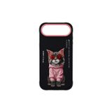 iPhone 17 Air Uyumlu 3D Gözlük Kedi Kıyafet Detaylı Nakış İşlemeli Kabartmalı Cool Glasses Kılıf