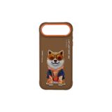 iPhone 17 Air Uyumlu | Gerçek Nakış İşlemeli Zincir ve Gözlük Detaylı Shiba Inu Köpek Desenli Kılıf