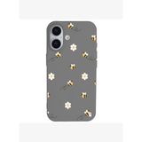 iPhone 17 Gri Lansman Renkli Silikon Bees and Flowers Tasarımlı Kılıf