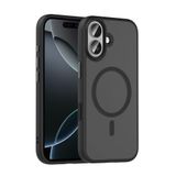 iPhone 17 İle Uyumlu Kılıf Mat Arka Yüzey Wireless Şarj Özellikli Flet M-safe Kapak T38688 Siyah