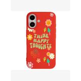 iPhone 17 Kırmızı Think Happy Renkli Silikon Kılıfı