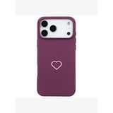 iPhone 17 Pro Bordo Lansman Renkli Silikon Beyaz Kalp Desenli Kamera Korumalı Kılıf