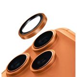 İphone 17 Pro / İphone 17 Pro Max Lens Koruyucu Sapphire Cam Optix Prime Çelik Dayanıklı Çerçeve Turuncu