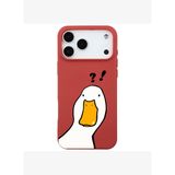 iPhone 17 Pro Kırmızı What Duck Ördek Tasarımlı Kamera Korumalı Renkli Silikon Kılıf
