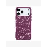 iPhone 17 Pro Max Bordo Ribbon StarsKamera Korumalı Premium Renkli Silikon Kılıf