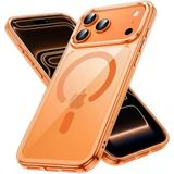 İphone 17 Pro Max Kılıf 6.9" Magsafe İle Uyumlu Güçlü Manyetik Kılıf, Sararmaz Sert Pc Çevre Dostu Kapak, Hoparlör Filtreli, Gerçek Buton Hissi, Kamera Yükseltili, İnce Kapak, Case - Turuncu