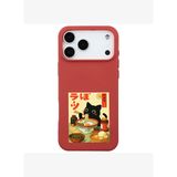 iPhone 17 Pro Max Kırmızı Lansman Renkli Silikon Black Cat Tasarımlı Telefon Kılıfı