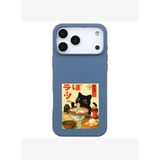 iPhone 17 Pro Max Mavi Lansman Renkli Silikon Black Cat Tasarımlı Telefon Kılıfı