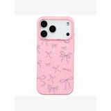 iPhone 17 Pro Pembe Ribbon Stars Kamera Korumalı Premium Renkli Silikon Kılıf
