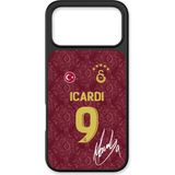 iPhone 17 Pro Uyumlu Galatasaray Mauro Icardi 3. Forma Imzalı Cam Lisanslı Telefon Kılıfı - Çok Renkli