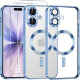 iPhone 17 Şeffaf Manyetik Kılıf (MagSafe Uyumlu) + 2 Temperli Cam – Anti-Sarı, Darbeye Dayanıklı (Sierra Mavi)