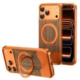 iPhone 18 Pro Max/18 Pro için Manyetik Kılıf, Klasik Ahşap Tahıl Çerçevesiz | Döner Halka Kapak Serin İnce Düşme Koruması İş Tarzı Kabuk, Turuncu, 18 Pro 6.3 ″