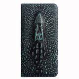 iPhone 18 Pro Max/18 Pro için şık kılıf, gerçek deri 3D kabartma timsah | Cüzdanlar Stand Fonksiyonlu Katlanır Kılıf Yumuşak Tampon Darbeye Dayanıklı Tüm Gövde Koruyucu Kılıf, Yeşil