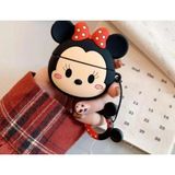 Iphone 3. Nesil Uyumlu Koruyucu Bluetooth Kulaklık Kılıfı Minnie Mouse Figürlü - Koyu Kırmızı - Siyah