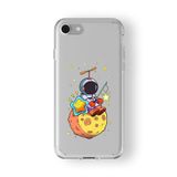 iPhone 6 Plus ve 6s Plus ile Uyumlu Ay Ve Astronot Tasarım Baskılı Şeffaf Kılıf