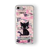 iPhone 6 Plus ve 6s Plus ile Uyumlu Black Cat Tasarım Baskılı Şeffaf Kılıf