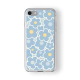 iPhone 6 Plus ve 6s Plus ile Uyumlu Blue Flowers Tasarım Baskılı Şeffaf Kılıf