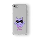 iPhone 6 Plus ve 6s Plus ile Uyumlu Cool Cat Tasarım Baskılı Şeffaf Kılıf