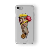 iPhone 6 Plus ve 6s Plus ile Uyumlu Sanatsal Portre Tasarım Baskılı Şeffaf Kılıf