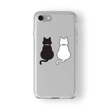 Iphone 6 Plus Ve 6s Plus ile Uyumlu Siyah Beyaz Kedi Tasarım Baskılı Şeffaf Kılıf