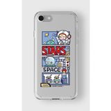Iphone 6 Plus Ve 6s Plus ile Uyumlu Stars Space Tasarım Baskılı Şeffaf Kılıf
