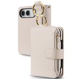 İPhone Duo için Crossbody Kılıf, Kaplama Parmak Yüzük İş Deri Cüzdan | Çantalara veya Kemerlere Takma Kapak Folio Kickstand Şok Koruma Kabuğu, Beyaz, Duo 7.6 ″