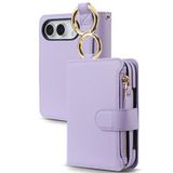 İPhone Duo için Crossbody Kılıf, Kaplama Parmak Yüzük İş Deri Cüzdan | Çantalara veya Kemerlere Takma Kapak Folio Kickstand Şok Koruma Kabuğu, Mor, Duo 7.6 ″
