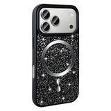 iPhone ile uyumlu 17 Pro Kılıf Pırlanta Tasarımlı Kablosuz Şarj Özellikli Mozaik Silikon Kapak Siyah
