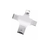 iPhone iPad Android Uyumlu Otg - Micro Otg - Type C Otg 3 in1 Kart Okuyucu Reader - Beyaz