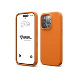 iPhone Kılıf İnce Sıvı Silikon 3 Katmanlı Tam Kaplamalı Yumuşak Jel Kauçuk Kılıf Kapak (Parlak Turuncu (48), iPhone 15 Pro)