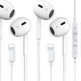 iPhone Kulaklıklar için 2 Paket Kablolu Kulaklık Kulaklık [Tak ve Çalıştır, Bluetooth Yok] Dahili Mikrofon ve Ses Kontrolü Gürültü Azaltma Kulaklıkları iPhone 14/13/12/11/XR/XS/X/8/7/SE/Pro/Pro Max