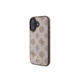 iPhone Uyumlu 16 Plus Kılıf Guess Lisanslı Magsafe Şarj Özellikli Yazı Logolu Peony Kahverengi