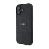 iPhone Uyumlu 16 Plus Kılıf Guess Lisanslı Magsafe Şarj Özellikli Yazı Logolu Saffiano Peony Siyah