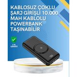 iPhone ve Android Uyumlu 10000MAH Powerbank – Hem Kablolu Hem Kablosuz