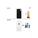 İphone X Gümüş Arka Kapak Arka Cam Batarya Kapağı Lazer Kesim Kapak Pil Kapağı + B-7000 Yapıştırıcı + Tamir Seti
