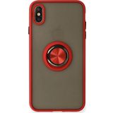 İphone X Kılıf Montreal Yüzüklü Silikon Kapak - Kırmızı